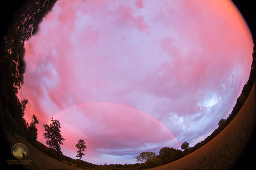 All-sky capture of double rainbows at sunset, Exeter, RI copyright ronaldzinconephotography