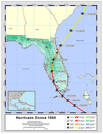 Hurricane Donna's track over Florida