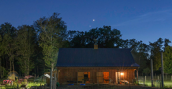 Venus and Jupiter conjunction at Broad Cove Nature Trail, Dighton MA copyright ronzinconephotography