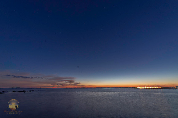 Venus and Jupiter conjunction over Watch Hill copyright ronaldzinconephotography