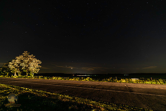 Venus and Jupiter conjunction over Kingston Turf farm copyright ronaldzinconephotography
