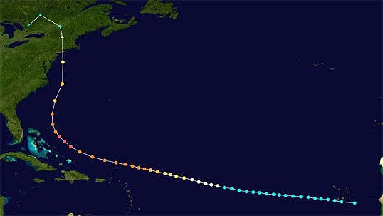 The hurricane slowly moved along in the Atlantic Ocean after forming off the coast of Africa around Sept. 10, 1938. Once the storm took a turn to the north, it sped up rapidly, moving from the North C