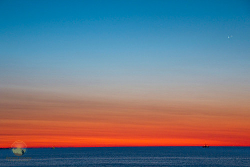 Venus & Jupiter conjunction over Pt. Judith  Copyright ronaldzinconephotography