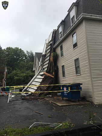 Upton, Massachusetts, where a porch was ripped away from a multi-family home