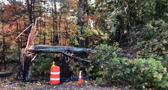 This is just some of the damage on Reservoir Street in Norton, Massachusetts