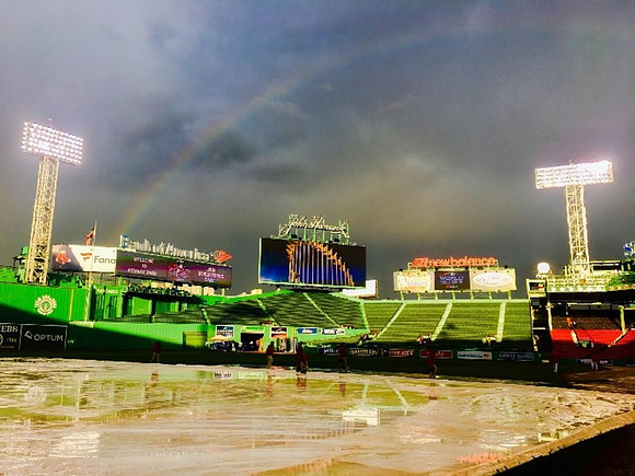 Rainbow over Fenway Park after storm rolls through Boston