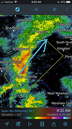 Severe Thunderstorm Warning for portions of Bristol & Plymouth counties until 10:15am