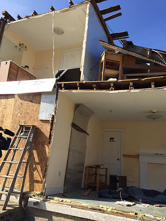 Upper right was bedroom where Conway, MA homeowner says her husband reads. If he'd been in there, he may not have survived