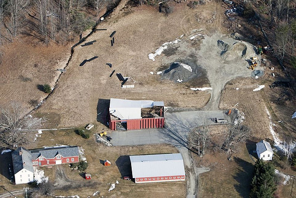 A view of the destruction left after and EF1 tornado ripped through Conway, Massachusetts on Feb. 25, 2017
