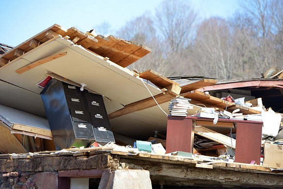 All that remained of the 300-year-old barn that was an iconic structure in the Pumpkin Hollow area of Conway, Mass.
