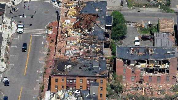 Main Street businesses damaged by the tornado late Wednesday afternoon.