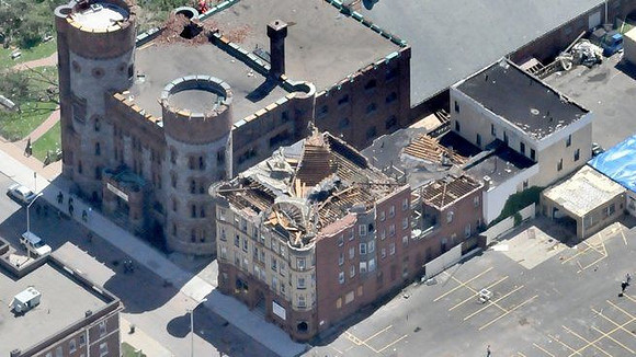 South End Community Center damaged by the tornado late Wednesday afternoon.