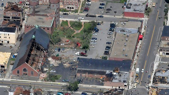 Springfield South End Community center damaged by the tornado late Wednesday afternoon.