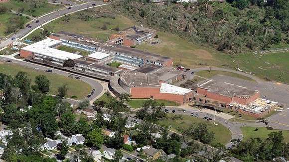 Cathedral High school damaged by the tornado late Wednesday afternoon.