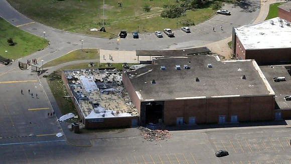 Springfield Cathedral High school damaged by the tornado late Wednesday afternoon