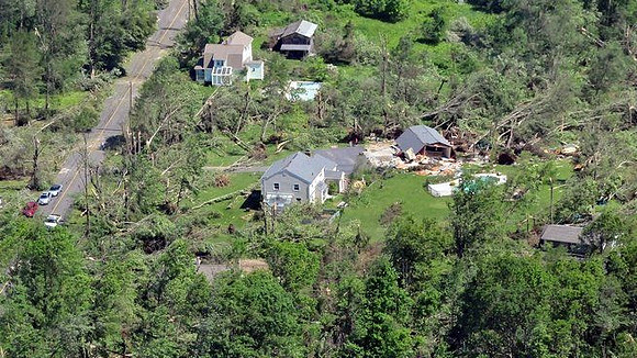 Monson area buildings damaged by the tornado late Wednesday afternoon.
