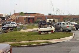 Cathedral High was directly in the track of the tornado, which left a path of destruction behind it.