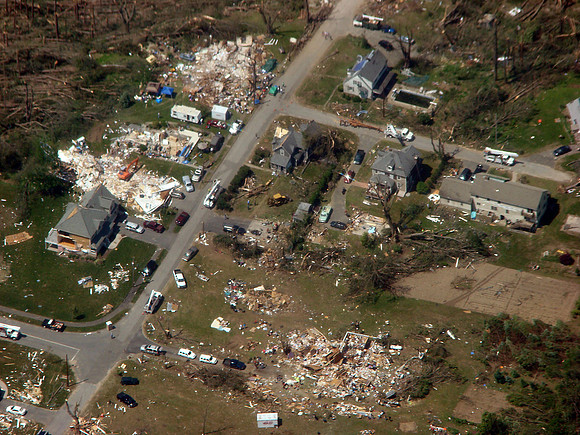 Aerial views of tornado damage in Western Massachusetts