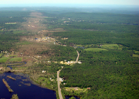 Aerial views of tornado damage in Western Massachusetts