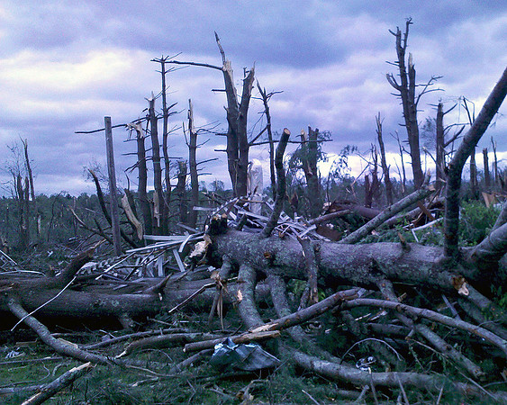 Tornado and storm damage in Brimfield, Massachusetts.