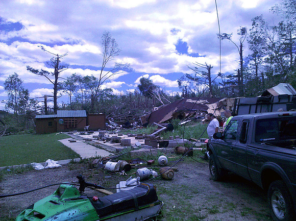Tornado and storm damage in Brimfield, Massachusetts.
