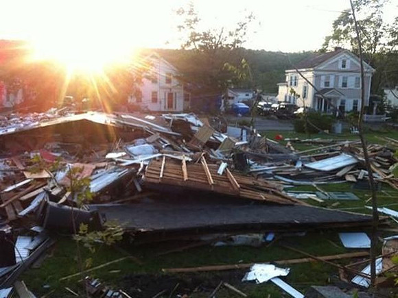 A morning sunrise in Monson two days after the tornado.