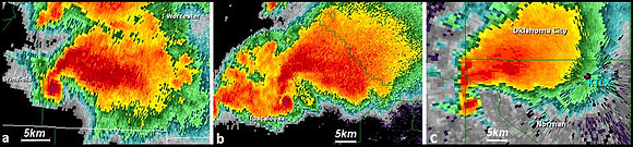 The 0.5 o base reflectivity for a) Taunton, MA at 2113 UTC 1 June 2011