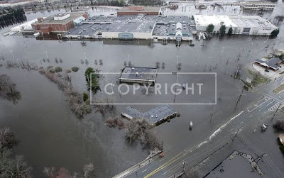 Warwick Mall aerial image of flooding.