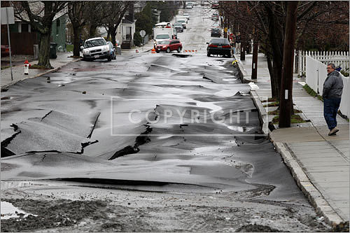 The damage rippled down Mt. Hope Avenue in Fall River.