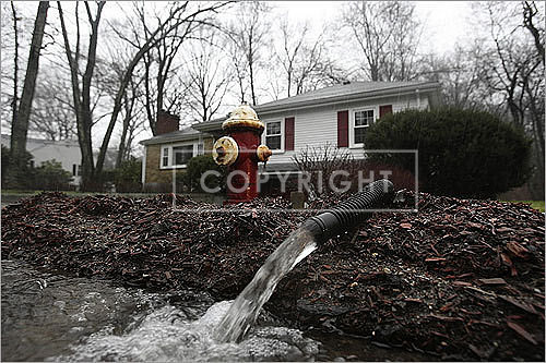 This house was across the street from the flooding Charles River in Newton.