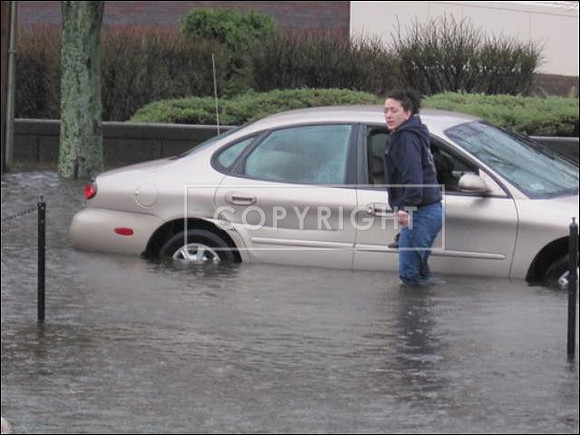 Railroad Avenue, just off flooded Peabody Square