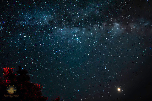Mars in opposition with Milky Way over Bass Harbor Arcadia Maine copyright ronaldzinconephotography