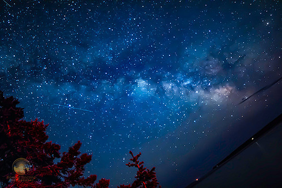 summer milky way with satellites over Bass Harbor Light Arcadia copyright ronaldzinconephotography