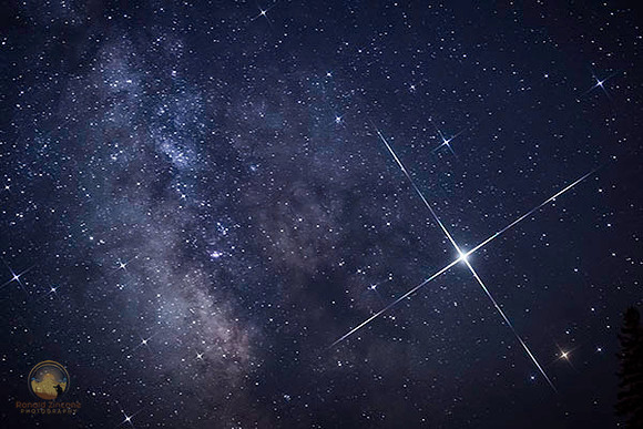 Jupiter with 4-point star filter over Seawall Beach, Arcadia, Ma copyright ronaldzinconephotography