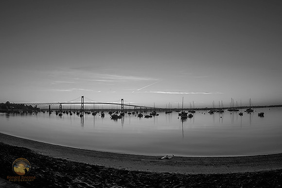 Sunrise at Jamestown Harbor no12 BW copyright ronaldzinconephotography