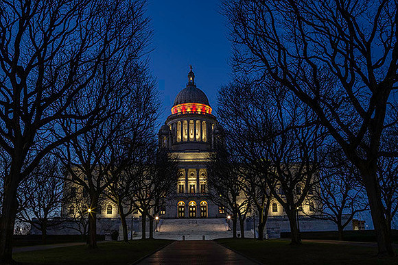 RI State House lighted for autism awareness  copyright ronaldzinconephotography