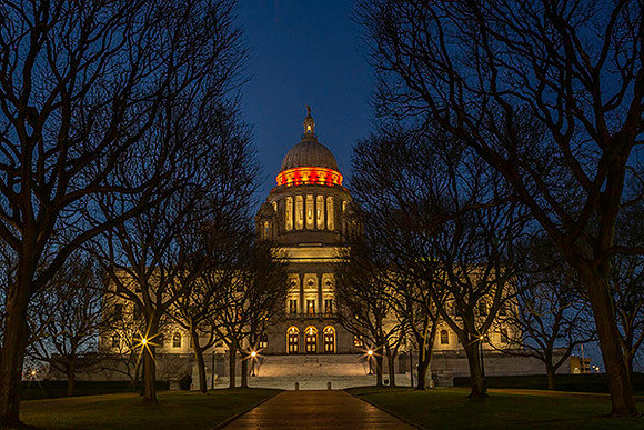 RI State House lighted for autism awareness  copyright ronaldzinconephotography