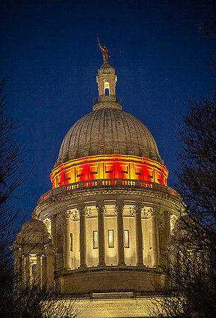 RI State House lighted for autism awareness  copyright ronaldzinconephotography