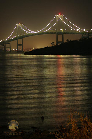 Newport bridge at night, Jamestown, RI Newport (Viking) tower, Newport, RI copyright ronaldzinconephotography