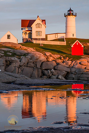 Nubble Lighthouse with reflection, York, Maine  copyright ronaldzinconephotography