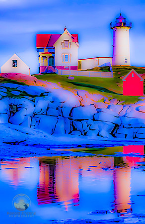 Nubble Lighthouse with reflection, York, Maine  copyright ronaldzinconephotography