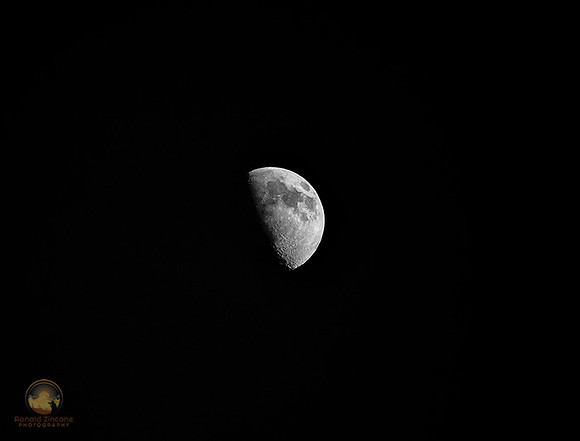 First Quarter moon from Beavertail  copyright ronaldzinconephotography