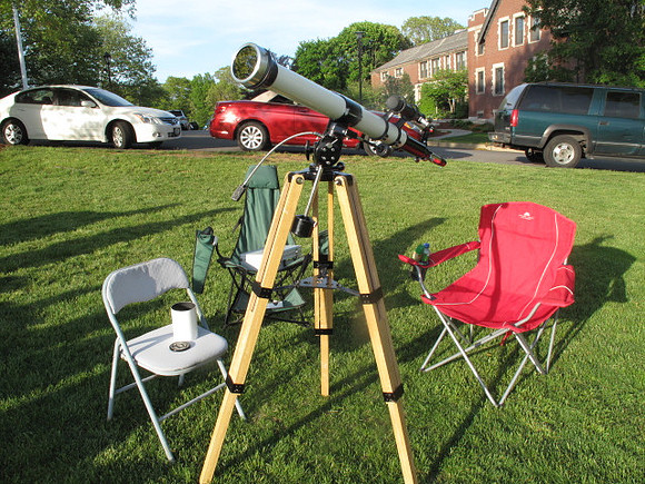 My Tasco 1200mm f16 classic long-focus refractor with solar filter!