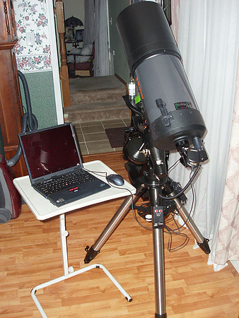 Celestron C8 SCT with webcam and laptop setup