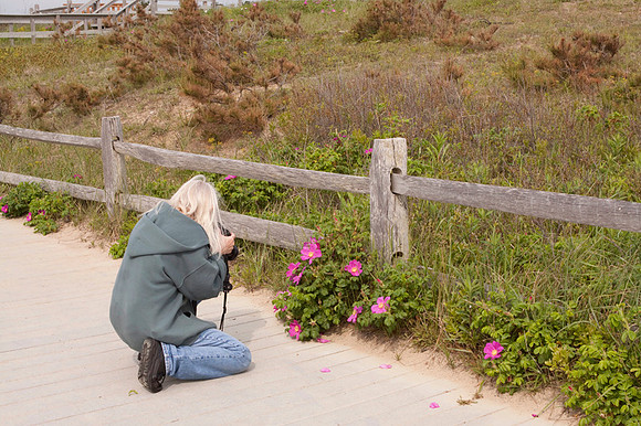 Student Kathleen composing for close ups