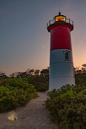 Nauset Lighthouse with crescent moon no1