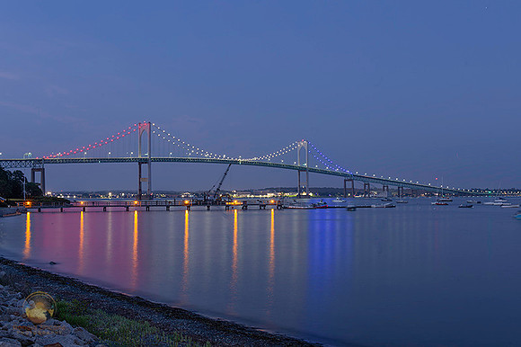Newport bridge at night over Jamestown no1 copyright ronaldzinconephotography