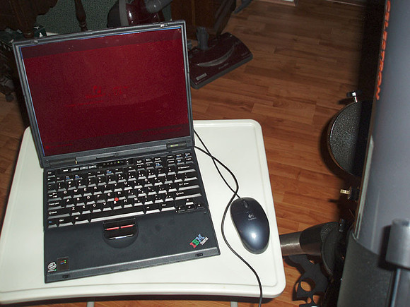 Laptop with red "night vision" screen