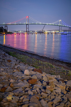 Newport bridge at night over Jamestown no2 copyright ronaldzinconephotography