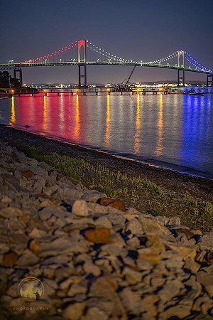 Newport bridge at night over Jamestown no3 copyright ronaldzinconephotography